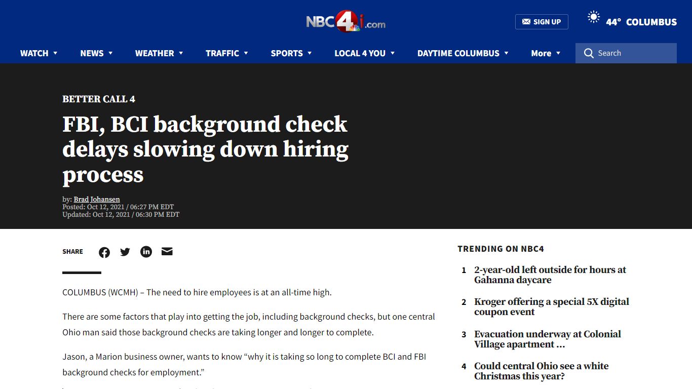FBI, BCI background check delays slowing down hiring process