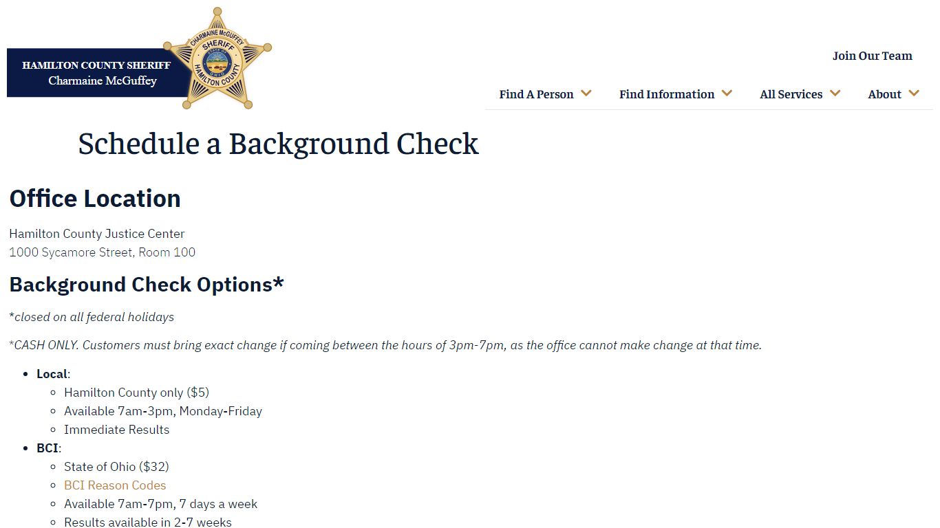 Schedule a Background Check - Hamilton County Sheriff's Office